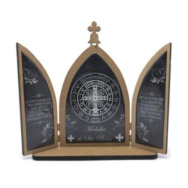 Imagem de Capela Medalha de São Bento Preto Madeira Grande Com Porta - FORNECEDO