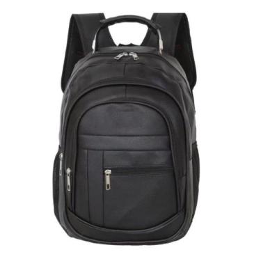 Imagem de Mochila Bolsa de Couro Média Universitária Unissex Reforçada Com Cabo 