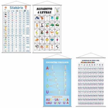 Imagem de Kit 4 Banners para Primeiro Ano Escolar Pedagógico 80x50cm - PlimShop