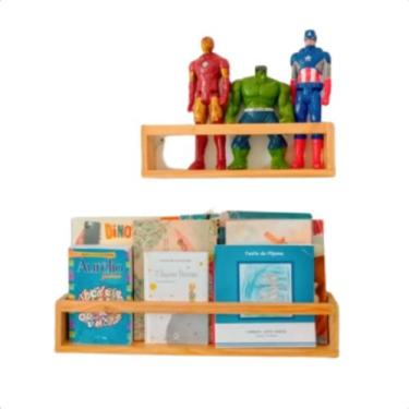 Imagem de Prateleira Porta Livro Madeira Pinus Decorativa 2 Tamanhos - Anama, M
