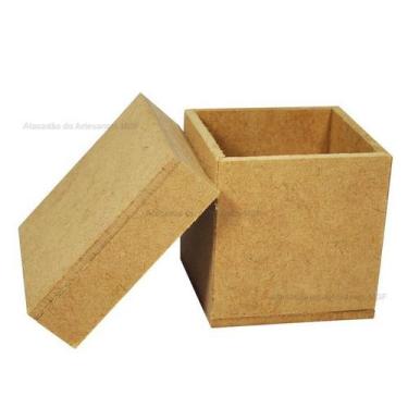 Imagem de Caixa Quadrada Tampa Sapato 5x5x5 Mdf Madeira - ATACADÃO DO ARTESANATO