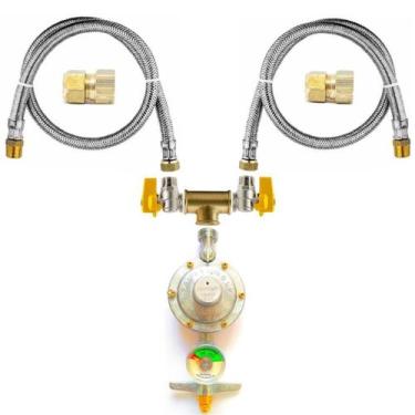Imagem de Kit Duplo Mangueiras 1,00mt Instalação Gás Glp Cooktop Forno - ELITE G