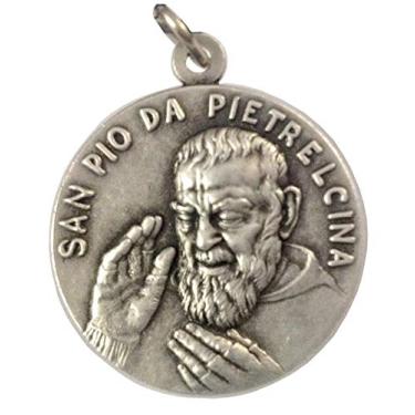 Imagem de Medalha de São Pio da Pietrelina (PADRE PIO) - Tamanho grande - 32 mm - Feita em ALTO ALÍVIO, Latão, Sem Pedra Preciosa