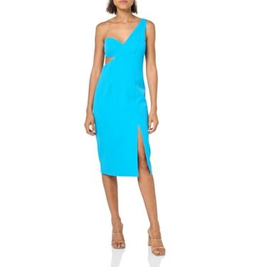 Imagem de BCBGMAXAZRIA Vestido midi feminino com decote assimétrico de um ombro só, Azul vívido, 46