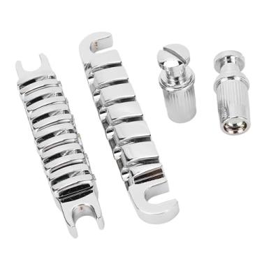 Imagem de Ponte de Guitarra Estilo LP, Peça Traseira de Liga de Zinco Ajustável, Melhora a Ressonância e o Tom, para Guitarra Elétrica, Espaçamento de Cordas de 52 Mm (Prata)