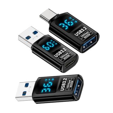 Imagem de NFHK 3 pçs/lote Tela LED inteligente tipo C USB-C para USB3.2 Adaptador Tipo-A 10 Gbps Data Corrente Tensão Carregamento Rápido Monitoramento Display Tester Detector