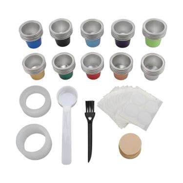 Imagem de Conjunto de Filtro de Cápsula de café, 60 Peças de Tampas de Folha de Alumínio, Cápsulas de Filtro de café, Copos de Filtro de café, Cápsulas de Enchimento de café Com Escova de