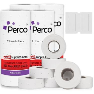 Imagem de Perco Etiquetas brancas de 2 linhas – 4 mangas, 24.000 etiquetas de preço em branco para pistolas de preço e data Perco 2 linhas