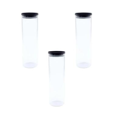 Imagem de Conjunto de Potes De Vidro, 3 Peças, Com Tampa Hermética 2 Litros Redondo Organizador De Mantimentos Temperos Escritex