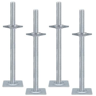 Imagem de Peças ajustáveis para andaimes de 61 cm - Pés de andaime rosqueado sólido galvanizado Yzzwer para andaimes estilo padeiro pacote com 4
