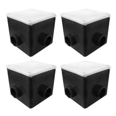 Imagem de Kit 4 Caixa de Passagem Quadrada Com Regulagem E Tampa Abs - Brustec