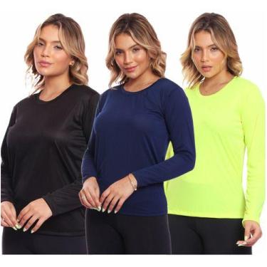 Imagem de Kit 3 Camisas Feminina Camiseta Térmica Proteção Solar Uv - MC Digital