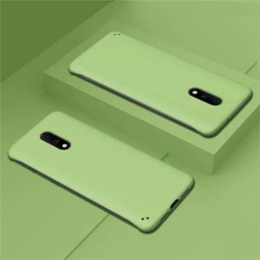 Imagem de Capa de telefone fina sem moldura para OnePlus 11 10 9 9R 8 8T 7T 7 Pro Ultrafina cor doce fosca capa traseira de plástico rígido, verde claro, para OnePlus 7T Pro