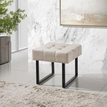 Imagem de Banqueta Puff Pés de Ferro Para Sala Quarto Decorativo - Mobigu, Areia