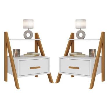Imagem de Kit 2 Mesa de Cabeceira Aberta Mesinha Apoio Lateral Cama Quarto Nicho