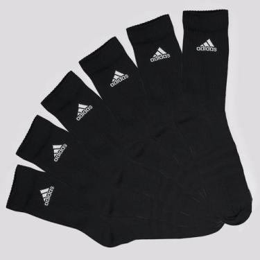 Imagem de Kit Meia Adidas SPW Cano Alto 6 Pares Preto, M