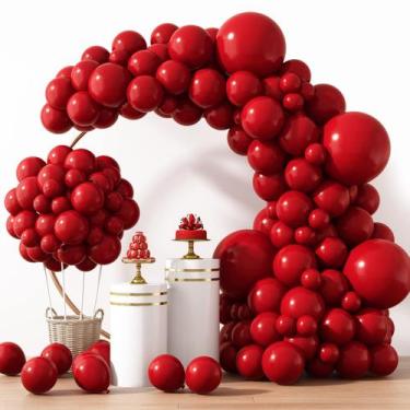 Imagem de Balões de Látex RUBFAC Ruby Red - 129 Unidades com Kit de Tamanhos Var