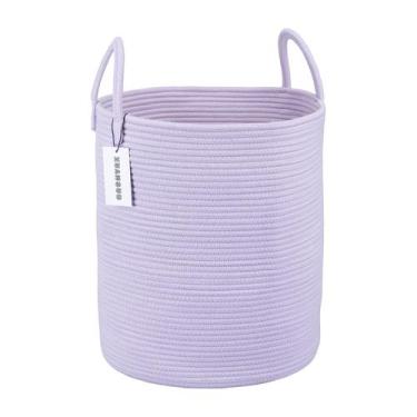 Imagem de Cesto de Roupa Suja XUANGUO - Trançado em Corda - Cor Roxa