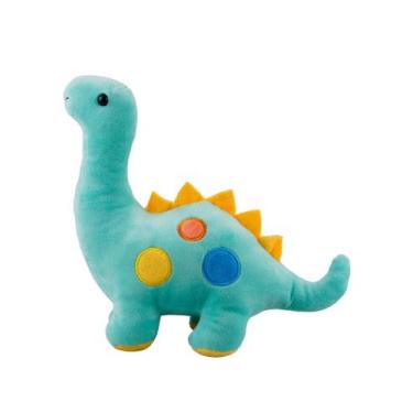 Imagem de Dinossauro Verde Aquático Azul ou Verde Círculos Coloridos 18cm Pelúci
