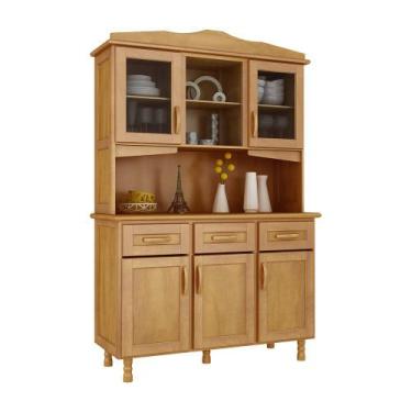 Imagem de Armário Cristaleira Cozinha Brasil Mel 3 Gavetas 5 Portas Madeira Maci