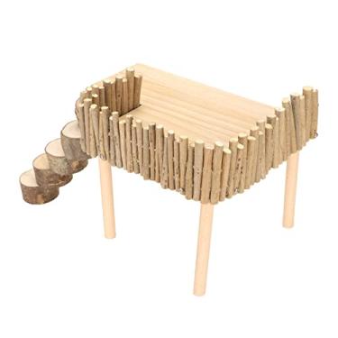 Imagem de Plataforma de Escalada de Hamster Wood Stable Multifuncional Hamster Playground Com Rotatável para Pequenos Animais de Estimação Escadas Pequenas Brinquedos de Animais de