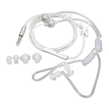 Imagem de Fone de ouvido com tubo de ar de 3,5 mm, fone de ouvido binaural portátil, fone de ouvido com tubo para redução de ruído de laptop e tablet (Branco)