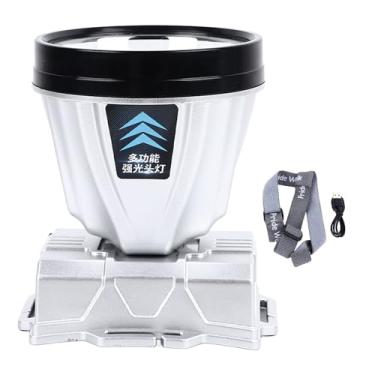 Imagem de Farol super brilhante GRCFUMO 800mAh, farol de alta potência, farol brilhante recarregável, farol com zoom com display de energia para atividades ao ar livre prata