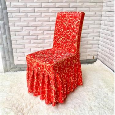 Imagem de HZSZXG Capa de cadeira Jacquard com tudo incluído, várias capas elásticas para assentos de festa, capa de cadeira de banquete de renda com bainha confortável, cor 03, 6 peças