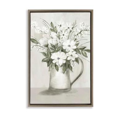 Imagem de Stupell Industries Arte de parede em tela emoldurada Country Pitcher Bouquet Brown Floater por Marilyn Dunlap, 43 x 63 cm