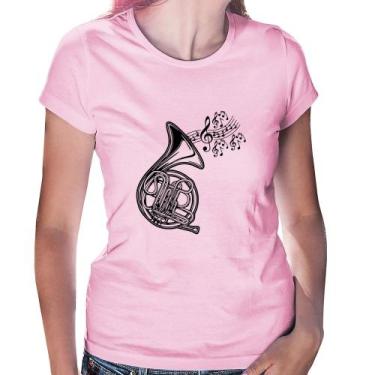 Imagem de Baby Look Trompa Notas Musicais - Foca na Moda, Rosa bebê, M