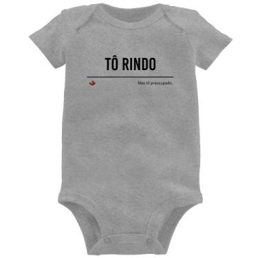Imagem de Body Bebê Tô Rindo mas tô preocupado - Foca na Moda, Cinza, G