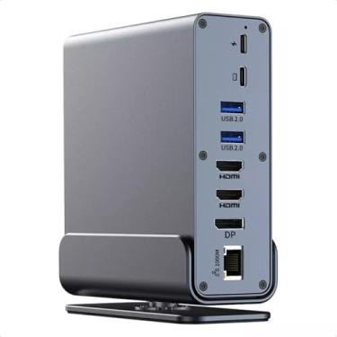 Imagem de Estação de ancoragem 15 em 1, no Brasil, Docking Station, MACBOOK e WINDOWS USB C, Hub Vertical, 4K, monitor triplo com 2 portas DP e 1 HDMI, base para laptop para PD de 100 W, 6 portas USB A/C