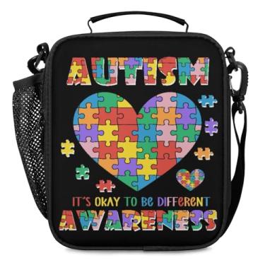 Imagem de Lancheira de coração de conscientização do autismo para meninos e meninas - Lancheira térmica reutilizável para crianças - lancheira térmica de grande capacidade de volta às aulas