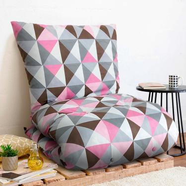 Imagem de Futon Dobrável De Espuma Solteiro Geométrico Rosa-Emcompre
