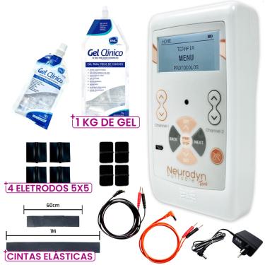 Imagem de Novo Neurodyn Portable Tens + 4 Eletrodos, Cintas, Gel 1Kg - Ibramed