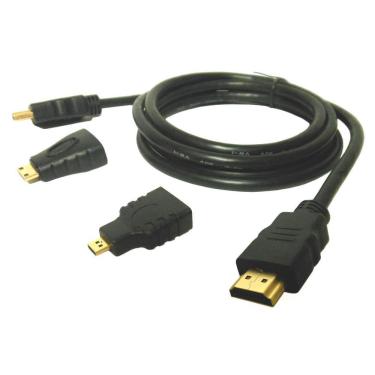 Imagem de Kit Cabo 3Em1 Hdmi X Micro Mini 1.5M Para Raspberry Pi4 2Gb