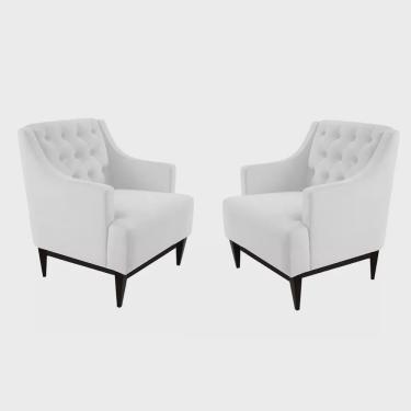 Imagem de Kit 02 Poltronas Decorativa Clássica Capitonê Corino Branco - ds Estofados