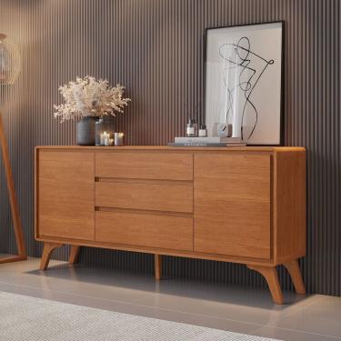 Imagem de Buffet 2 Portas 3 Gavetas 165cm Pés em Madeira Maciça Ares Naturalle