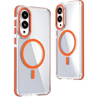 Imagem de CCSmall Capa transparente para Samsung Galaxy S25 Edge para meninas e mulheres, capa de cristal transparente antiamarelamento de grau militar à prova de choque para Samsung S25 Edge XC laranja