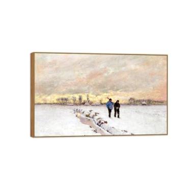 Imagem de MUHJDYC Imagem de paisagem famosa pintura de arte de parede. Impressões em tela de moldura de madeira para sala de estar, decoração de parede moderna, pronta para pendurar (neve) 30x50cm-12x19in