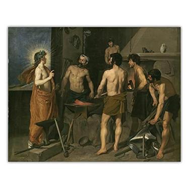 Imagem de Diego Velazquez. A Forja do Vulcano. Reprodução famosa de arte de parede em tela. Pôster de arte em tela para decoração de parede - 80 x 60 cm sem moldura