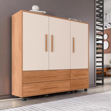 Imagem de Cômoda 3 Portas 4 Gavetas Seth Marrom Caemmun