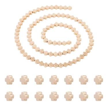 Imagem de Spritewelry 200 contas cruzadas banhadas a ouro contas de hematita Páscoa religião Jesus cruz focal contas 4x3,5-4x2 mm para joias, colar, pulseiras, brincos