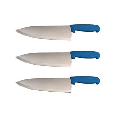 Imagem de Conjunto de facas de cozinheiro de aço inoxidável francês da Cozzini Cutlery Imports de 3 a 10 polegadas, Azul