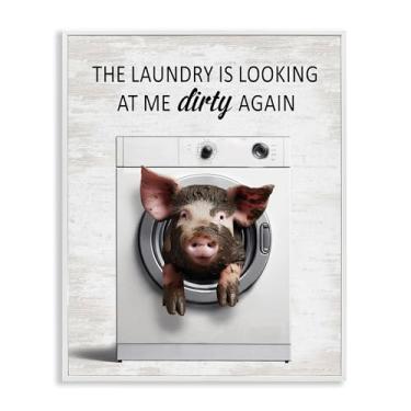 Imagem de Stupell Industries Laundry Looking At Me Dirty White Framed Giclée, design por Lettered and Lined, 40 x 50 cm