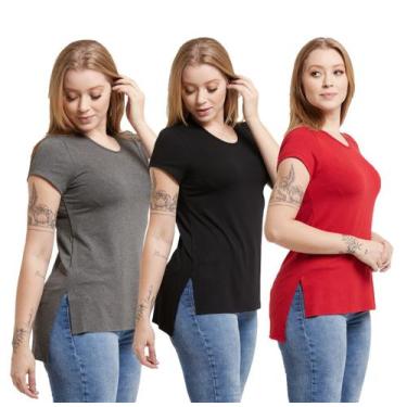 Imagem de Kit 03 Camisetas Feminina Viscolycra Mullet Tampa Bumbum - Konoa, Graf