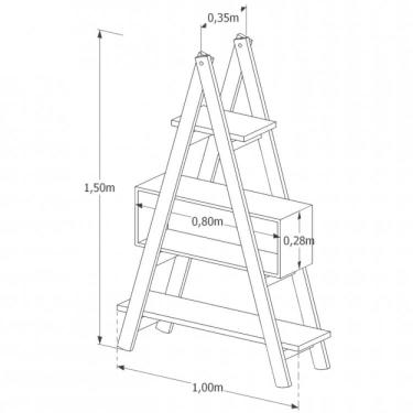Imagem de Estante Escada 2 Prateleiras 1 Nicho Decor Madersilva Imbuia/preto