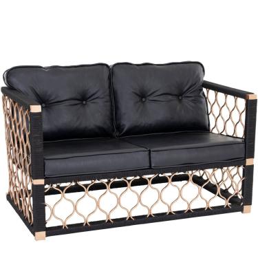 Imagem de Poltrona Namoradeira Alumínio Corda Náutica Assento Estofado