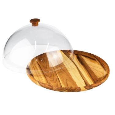 Imagem de Boleira De Madeira Teca Com Tampa Acrílico 33X18Cm - Rojemac