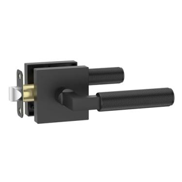 Imagem de Amerdeco 1 pacote com maçanetas de porta de passagem em preto fosco, maçanetas resistentes e sem travamento para hall, armário, área de escritório, shopping centers AM0021